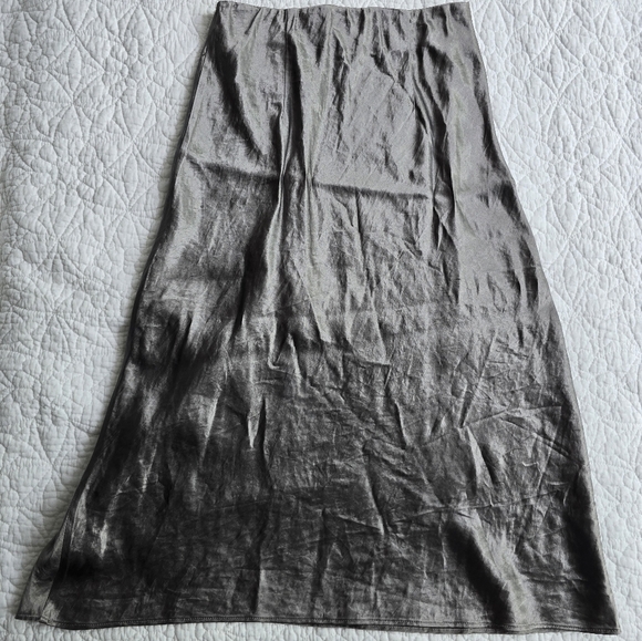 Aritzia Babaton Gunmetal Grey Midi Satin Slip Skirt - Picture 7 of 9